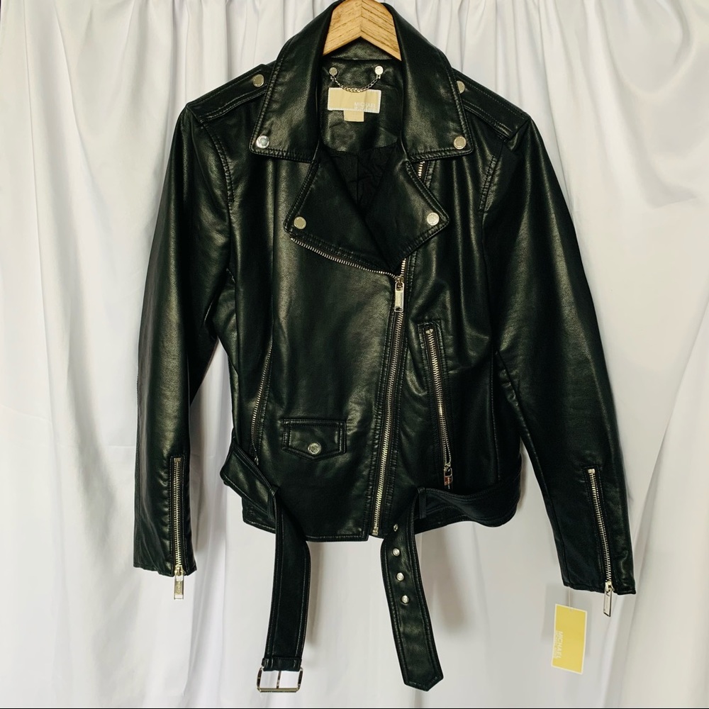 Michael Kors Black Faux Women’s Leather Moto Jkt